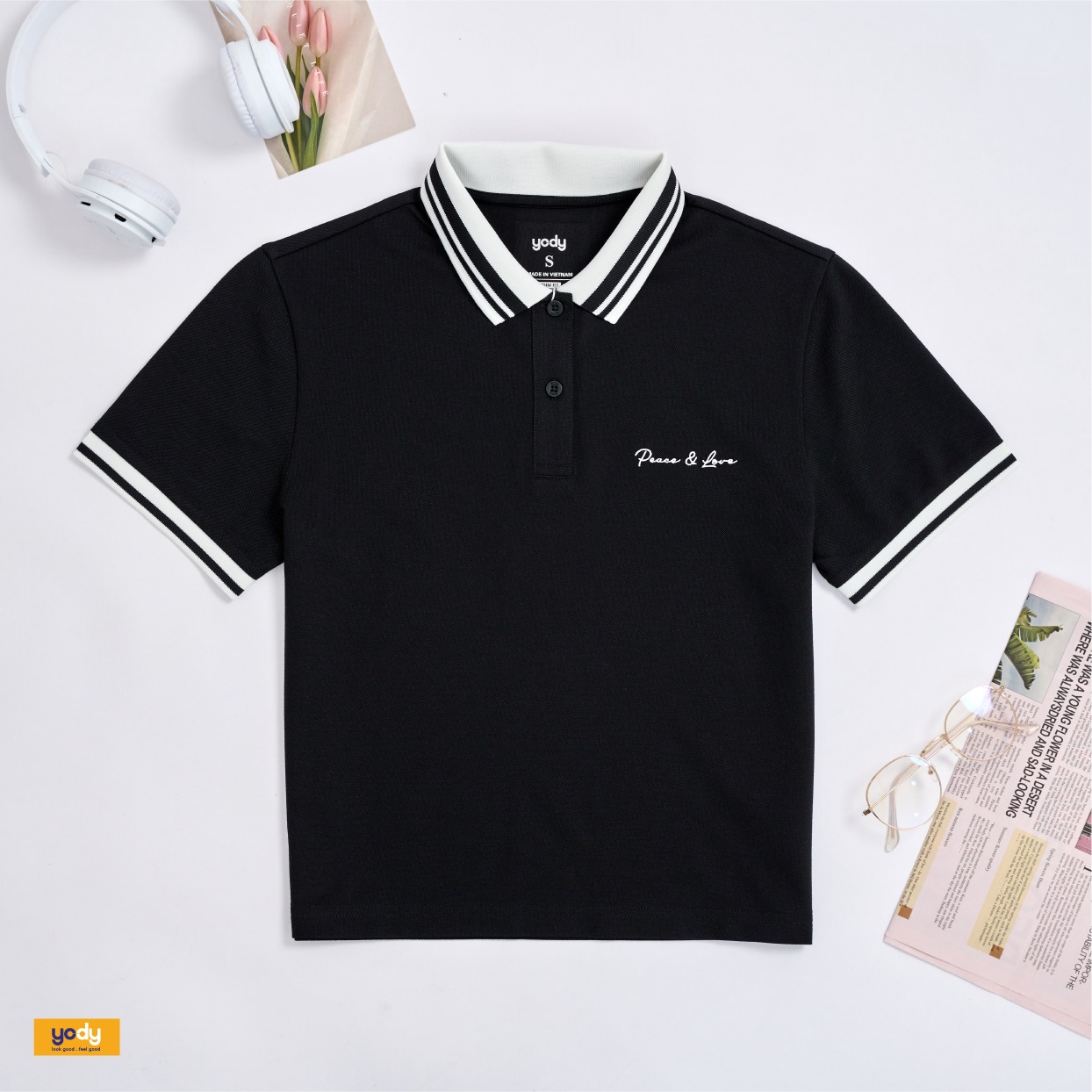 Áo Polo Nữ Mắt Chim Croptop Phối Bo